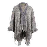 Fringe Shawl Fur Collar Cardigan Coat