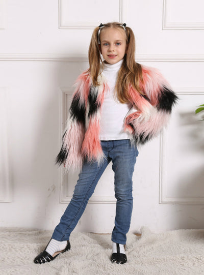 Children's Fur Long Sleeve Coat Imitation Fox Fur