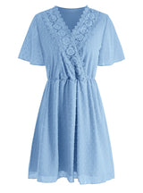 V-neck Lace Polka Dot Dress Middle Dress