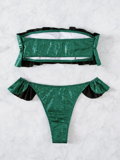 Sexy Tube Top Ruffled Beach Bikini