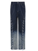 Gradient Irregular Split High Waist Jeans