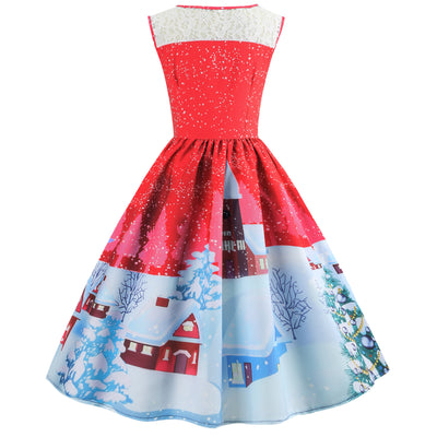 Christmas Printing Slim Dress