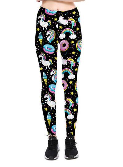 Ice Cream God Horse Leggings Print Fitness Legging 