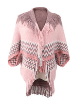 Fringe Color Matching Sweater Cloak Shawl