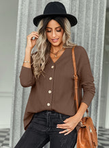 Pure Color V-neck Joker Knitted Top