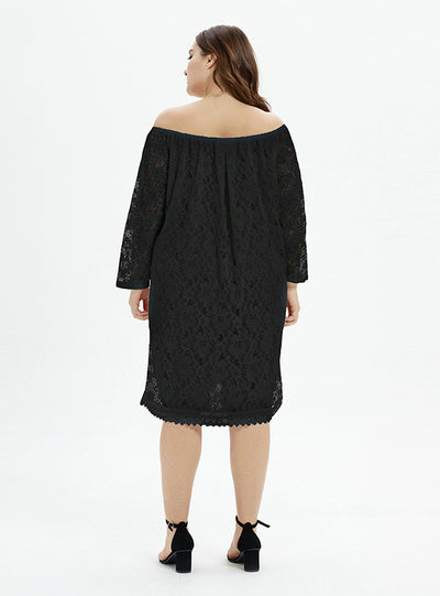 Plus Size Lace Long Sleeve Party Dress