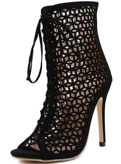 Front Open Cross Strap Stilettos Pumps Genova Ankle Boots