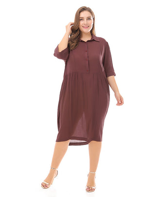 Plus Size Solid Color Knitted Dress