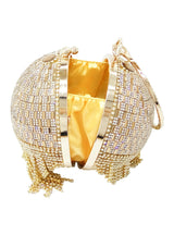 Golden Diamond Tassel Women Party Metal Crystal Clutches