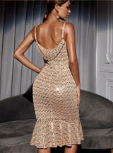 Champagne Sling Sequined Dress