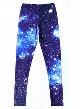 Galaxy Blue Printed Leggings Pants Elasticity