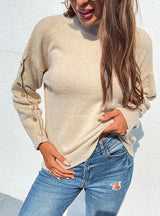 Collar Casual Button Pullover Sweater Top