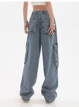 High Waist Straight Tube Loose Wide Leg Trousers Jeans