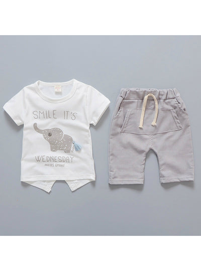 Pattern Cotta Pants 2Pcs/Sets Kids Sport Suits