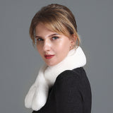 Women's Rex Fur Scarf Winter Leather Double-sided