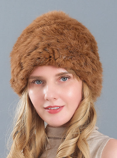 Hand-knitted Rabbit Fur Hat
