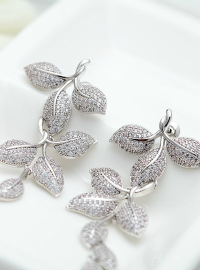 Leaf Shape Drop Earrings Statement Tiny Noble