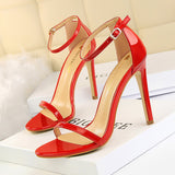 High Heel Patent Leather Sandals
