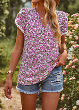 V-neck Printed Casual T-shirt