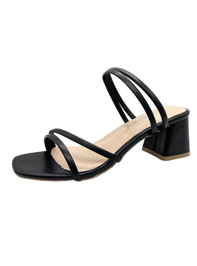 Thick-heeled Square Sandals Slipper