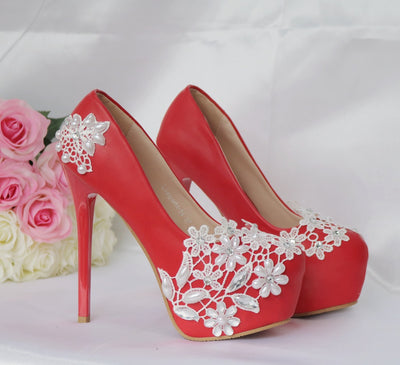 Waterproof Platform Pearl Wedding Shoes