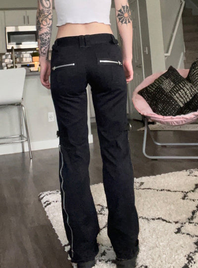 Metal Zipper Decorated High Waist Street Pants