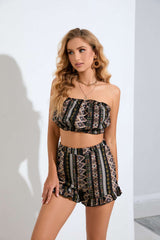 Printed Tube Top Short Suit