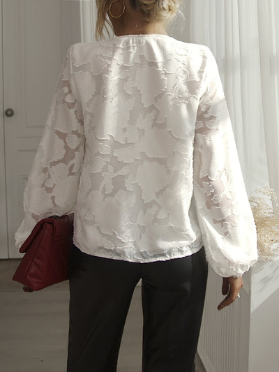 V-neck Ruffled White Shirt