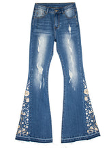 3D Embroidered Trousers Flared Jeans