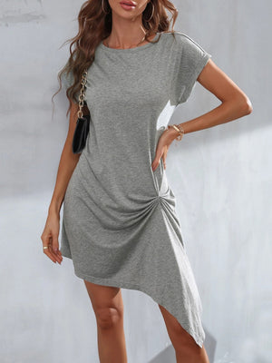Round Neck Pullover Short Sleeve Irregular Dress