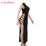 Black Sleeveless Bandage Sexy Dress