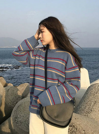 Autumn O-Neck Sweaters Chic Daily Tops