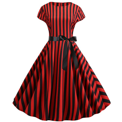 Women Striped Cap Sleeve Dress
