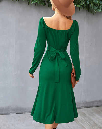 Solid Color Bottoming Romantic Dress