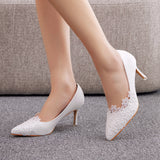Pointed Lace Stiletto Heels Wedding Shoes