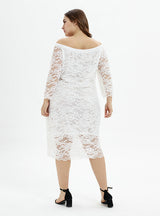 Plus Size White Lace Long Sleeve Party Dress