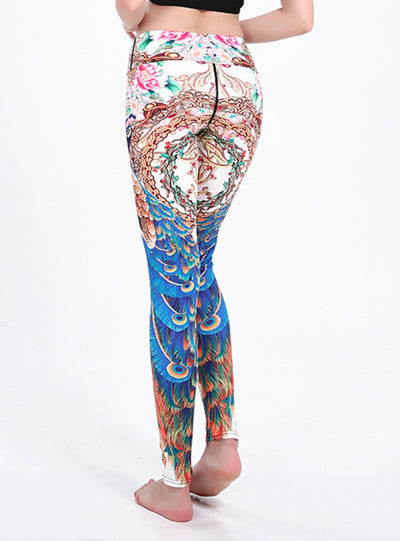 Sporting Clothes Peacock Printed Slim Legging