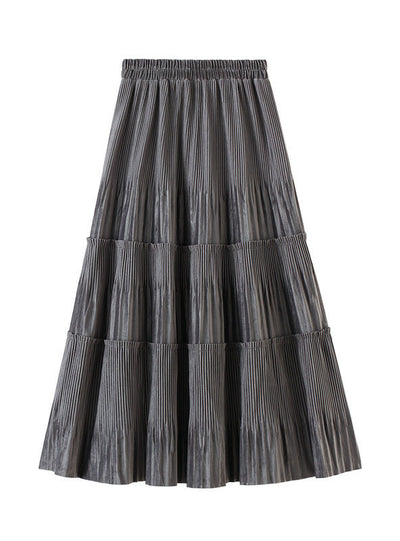 High Waist Velvet Pleated Skirt