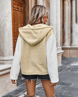 Autumn and Winter Color Matching Hooded Padded Coat