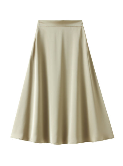 Medium Length Satin Silk Skirt