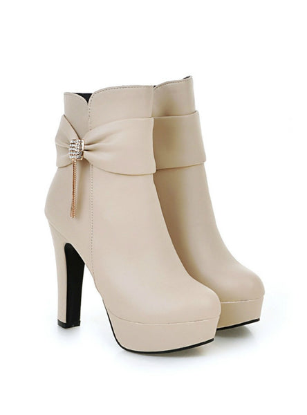 Women Boots Platforms Square Heel Ankle Boots