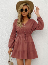 Decorative Button Pullover Casual Dress