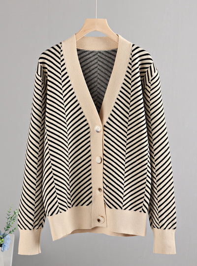 V Neck Women Button Black Christmas Tree Cardigan