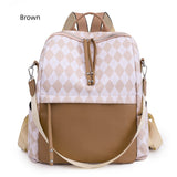 Soft Leather Contrast Outdoor Travel Backpack