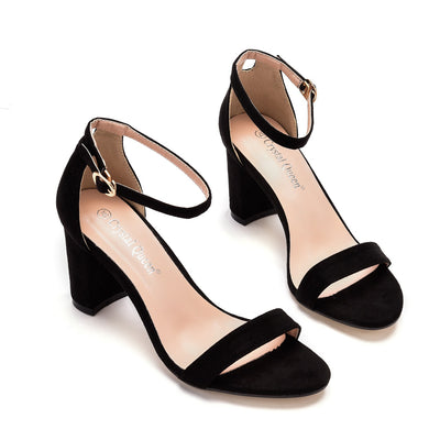 7 cm Thick Heel Round Head Square Root Sandals