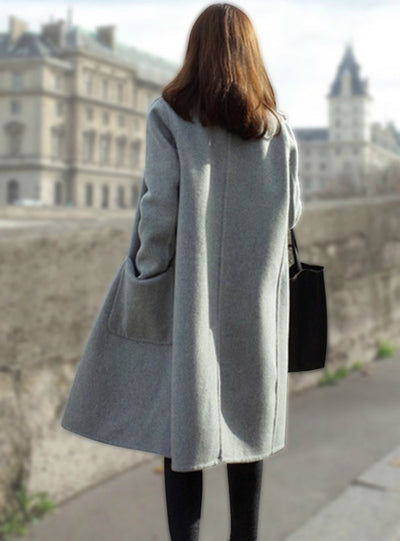 Cotton Padded Wool Blends Solid Oversized 