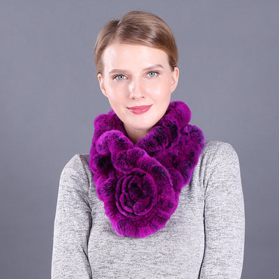 Lotus Leaf Rex Rabbit Fur Scarf Warm Fur Scarf