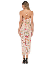 Sexy Suspender Backless Printed Sequined Dress