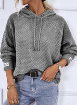 Hooded Drawstring Solid Color Pullover Sweater