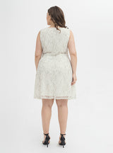 Plus Size White Lace V-neck Short Dress
